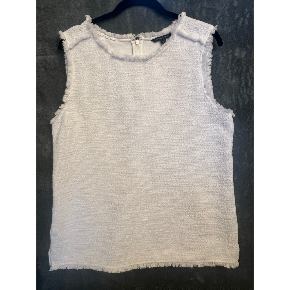 Banana Republic Women's Sz L Sleeveless Top Cotton Raw Hem Boho Vacation Coastal